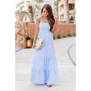 Caitlyn Covington Pink Lilly seersucker tiered maxi dress